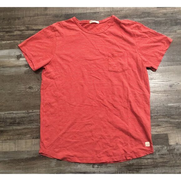 Marine Layer Mens Medium Red Striped Pocket Tee T Shirt - Picture 1 of 4